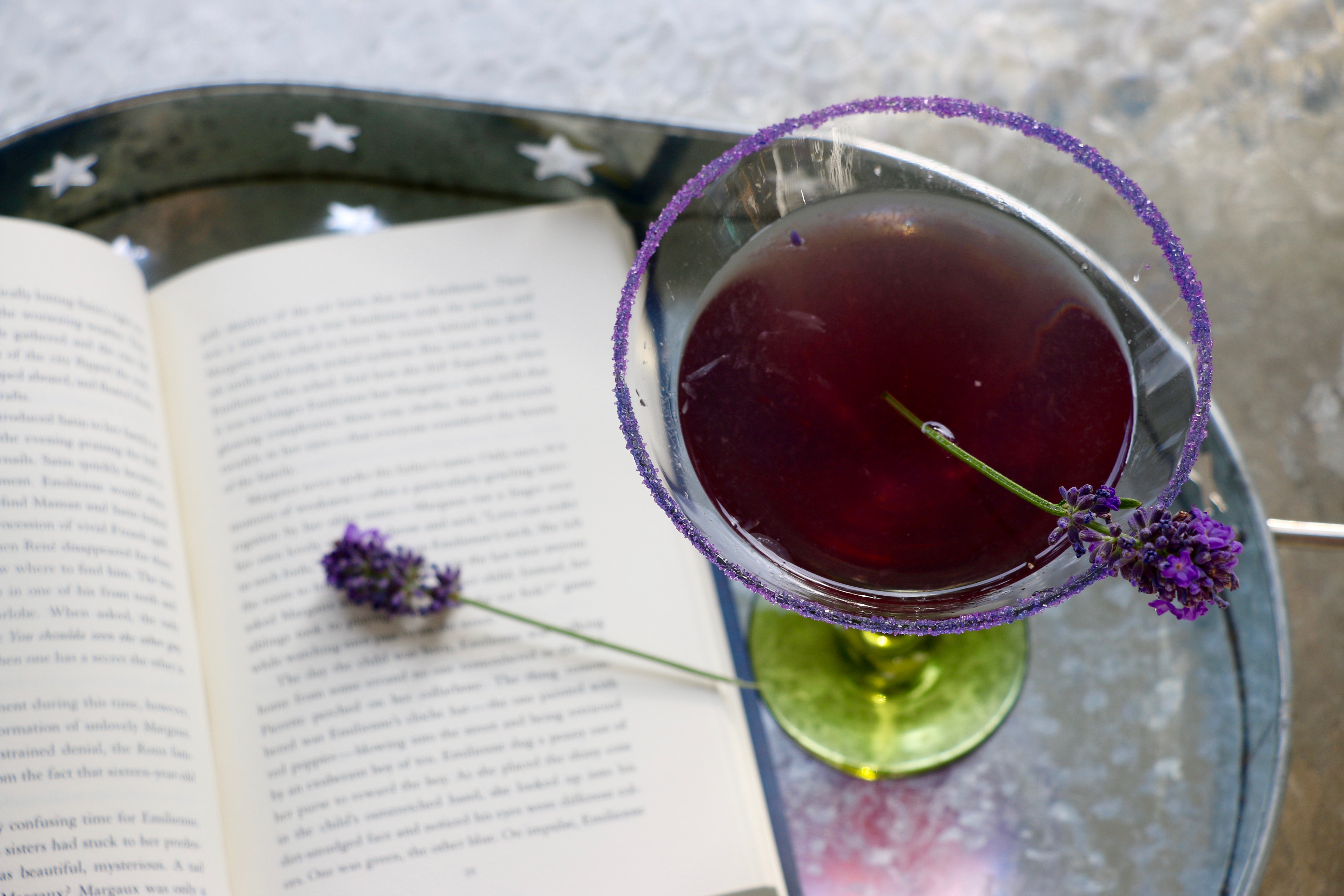 Book and Lavender Martini