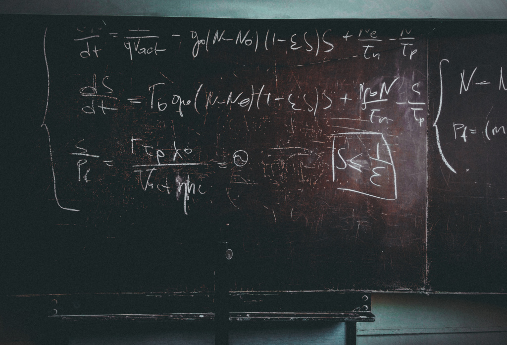 School chalkboard with math equations