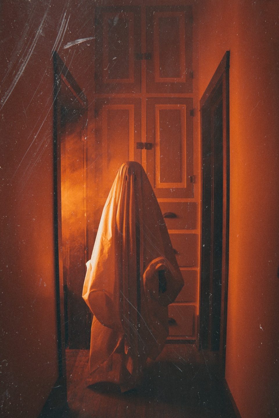 ghost in misty hallway